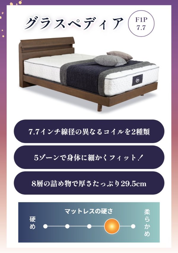 サータ マットレス グラスペディア2230 F1P7.7 ソフト セット D ダブル
