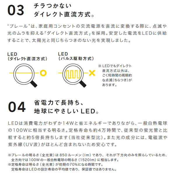 卓上クランプタイプ シングルアーム LEDデスクライト PRELE プレール