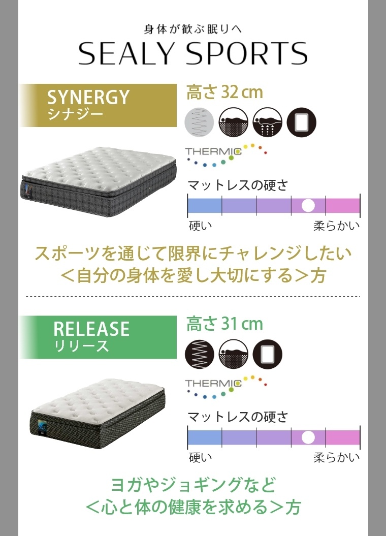 開梱設置】シーリー Sealy シーリースポーツ リリース S シングル 厚さ 