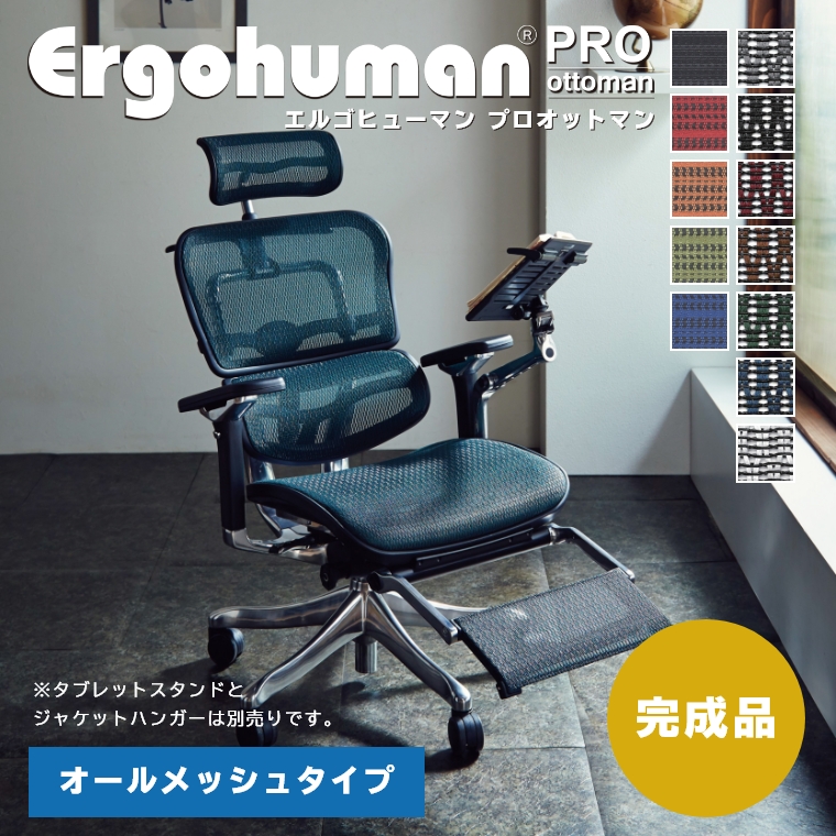 Ergohuman Pro エルゴヒューマン プロ 椅子 オットマン付きテレワーク