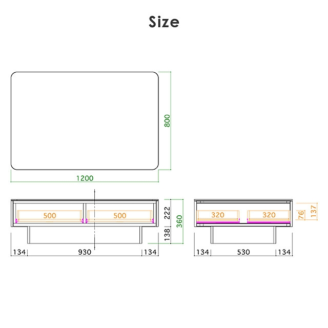 大容量収納付き リビングテーブル MLT-191 幅120×奥行80cm 家具
