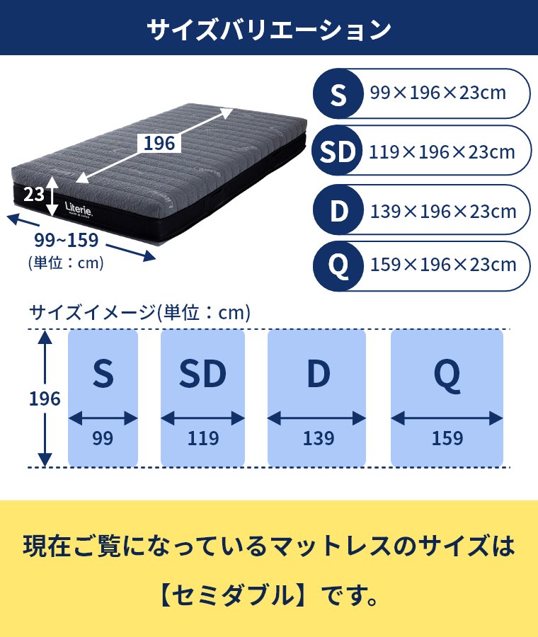 アスリートプロ マットレス23 SD セミダブル（マットレス／日本製
