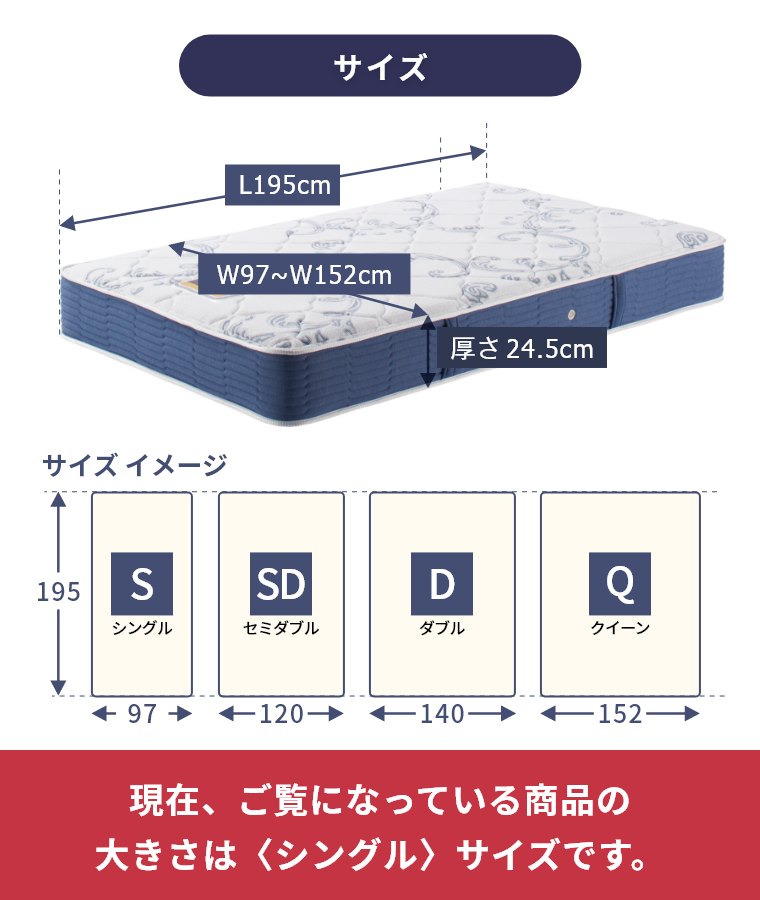 �V�����Y �}�b�g���X �S�[���f���o�����[ �Z���N�V���� �V���O�� 24.5cm�� 6.5�C���` AB2111A �J���ݒu