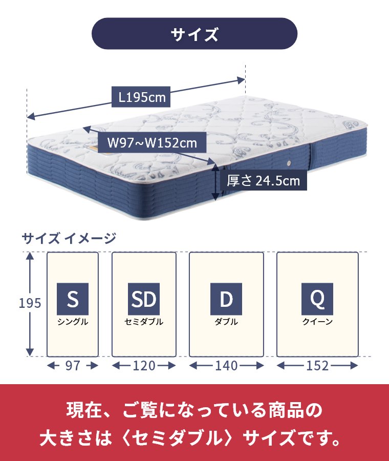 �V�����Y �}�b�g���X �j���[�t�B�b�g �Z���N�V���� �Z�~�_�u�� 24.5cm�� 6.5�C���` AB2112A �J���ݒu