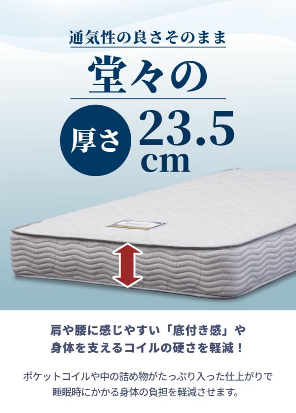 シモンズ マットレス シングル ソフト 厚さ23.5cm 開墾設置 AB21004