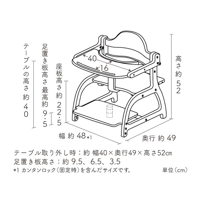 すくすくローチェアⅡ テーブル＆ガード付き 大和屋 yamatoya (木製