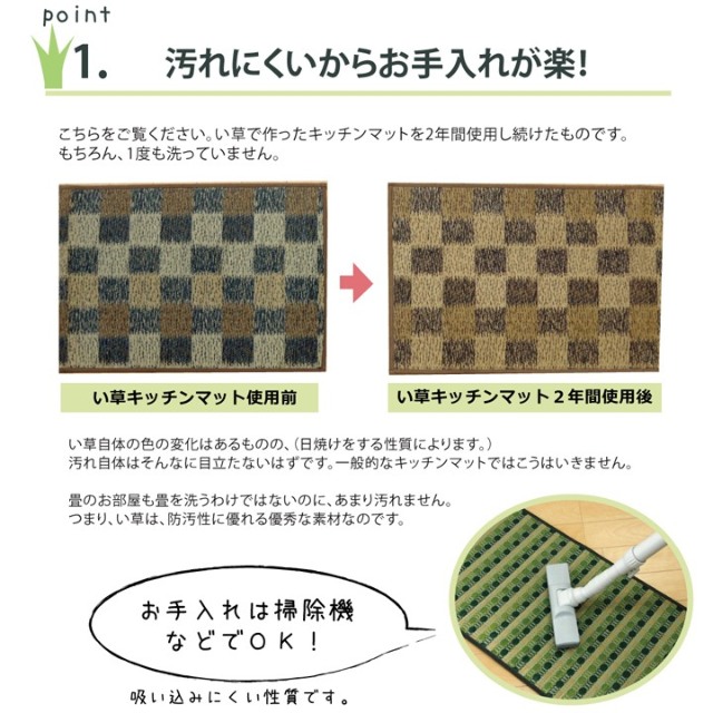 ドット柄い草キッチンマット ドロップ 43×120cm イケヒコ 家具のホンダ