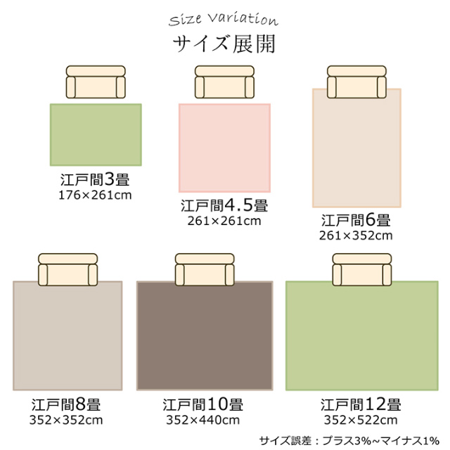 安心の日本製！抗菌・消臭機能付きの多機能ラグカーペット 12畳（352×522cm） ｜家具・インテリアの通販なら家具のホンダ