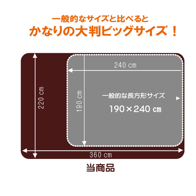 こたつ敷布団にも！厚み約3cmの超大判タイプのふっくらラグ 220×360cm