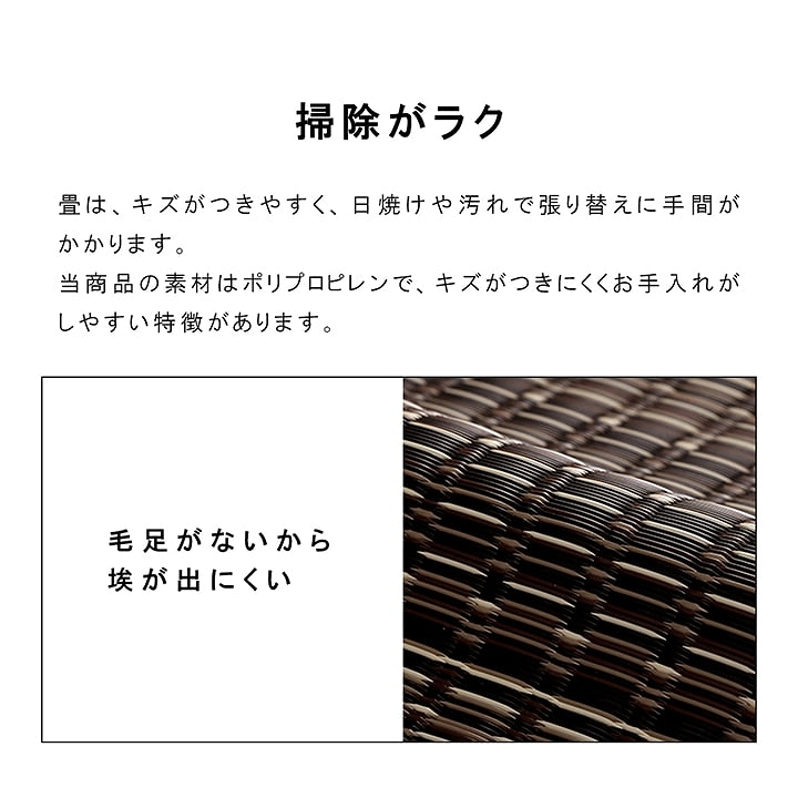 汚れに強い！ふき取るだけでお掃除OK！洗える い草調ラグ・カーペット