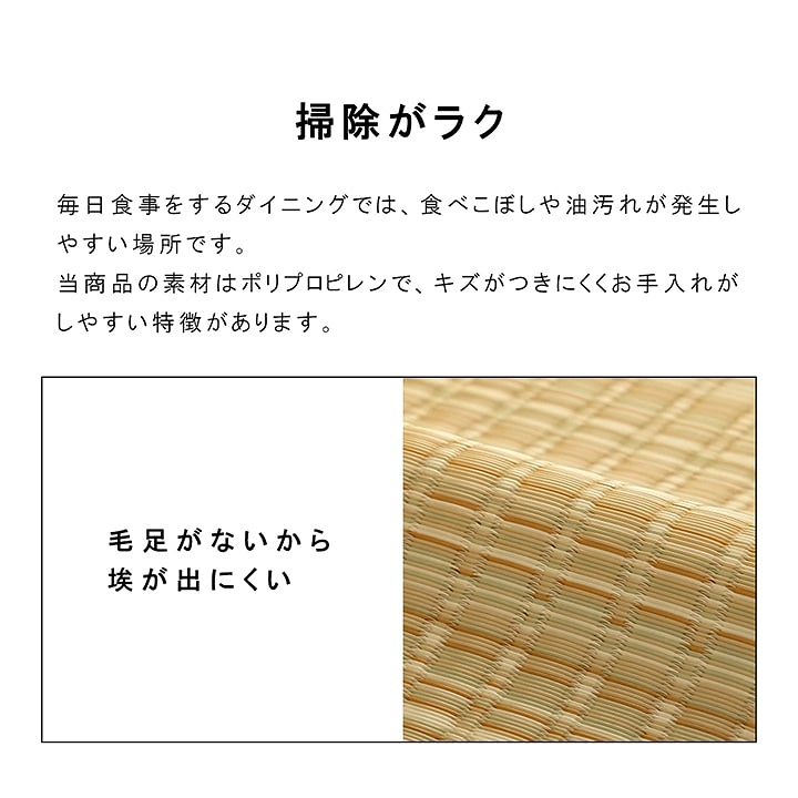 汚れに強い！ふき取るだけでお掃除ＯＫ！洗える い草調ラグ