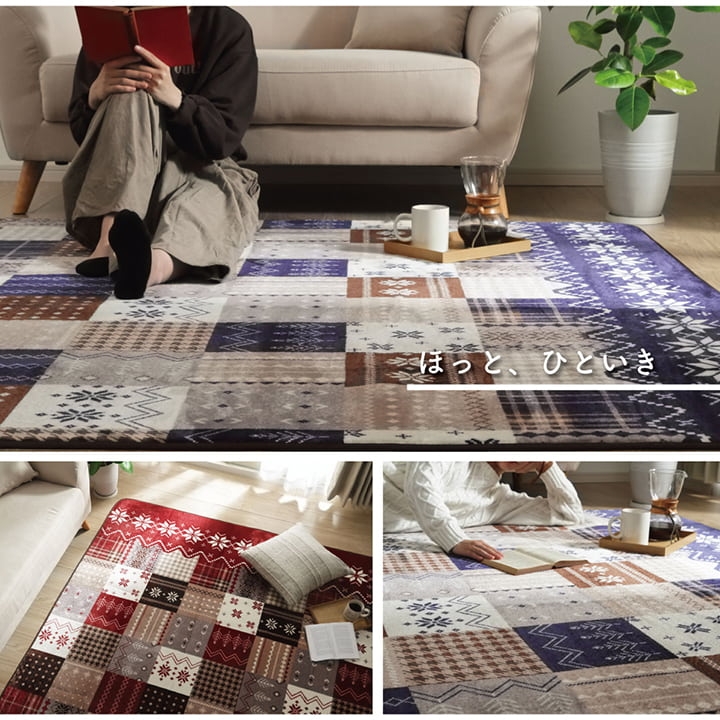 お手入れ簡単！やさしい肌触りのフランネルラグ 約200×240cm イケヒコ