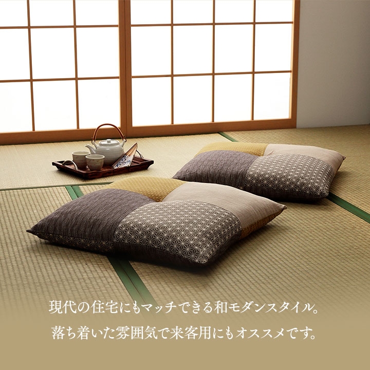 和風パッチワーク柄 座布団 単品 60×60cm イケヒコ (旅館/飲食店/和柄