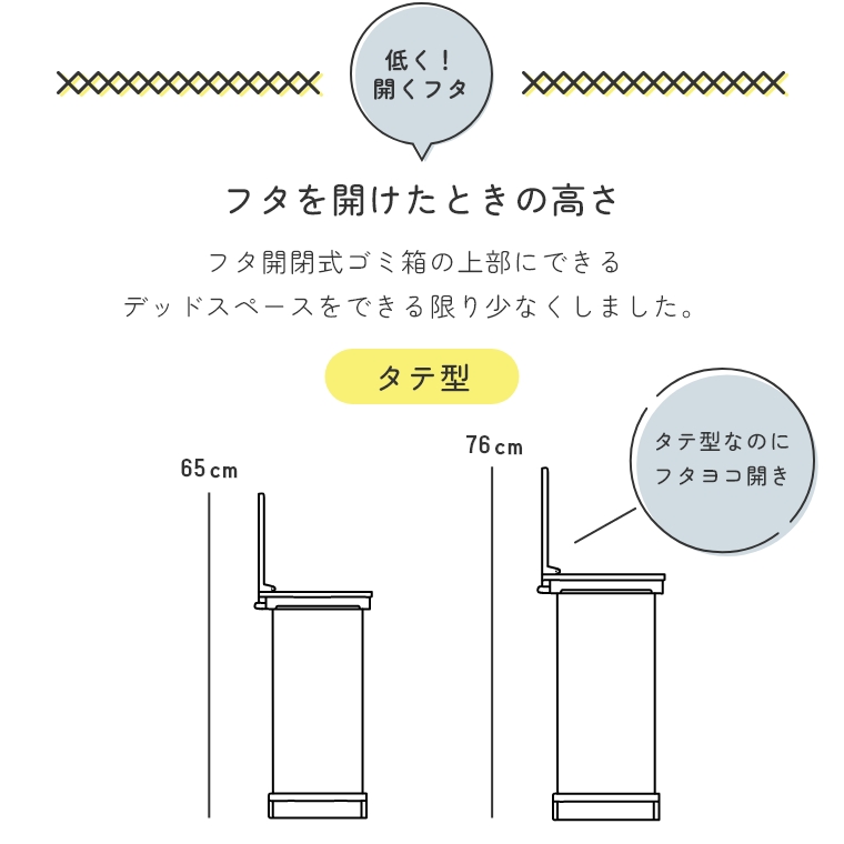 低く開くフタが特徴のシンプルなペダル式ゴミ箱 Ora オルア スリム