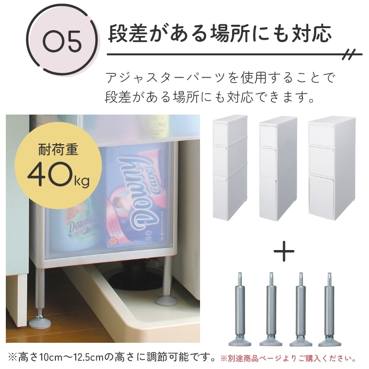 ちょっとしたすき間で使える「隠す」収納 スリムストレージ ミディ