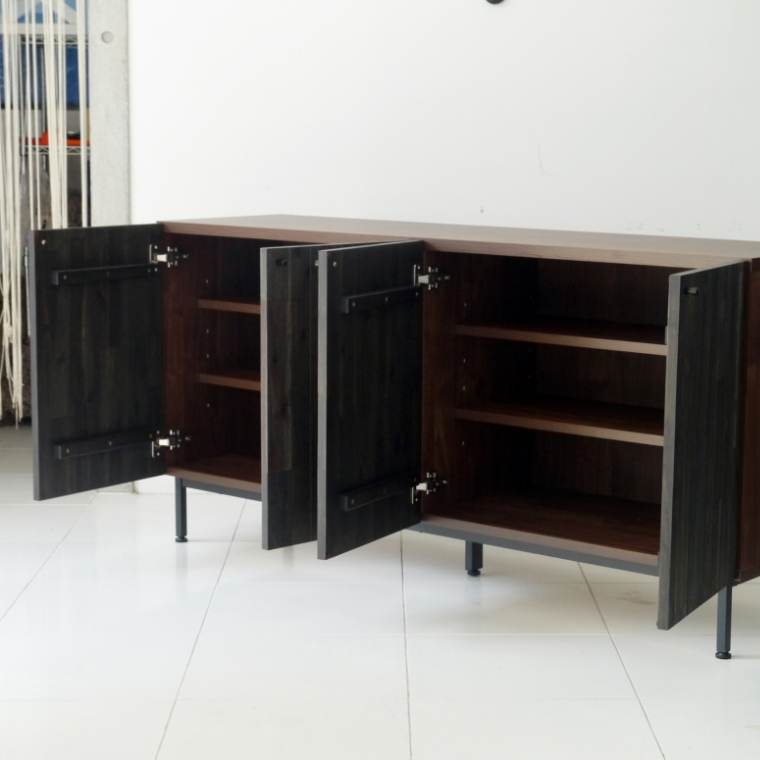 TVサイドボード/ブラウン＆ブラック 安心品質の日本製テレビボード。 クイナ 156 サイドボード ガルト