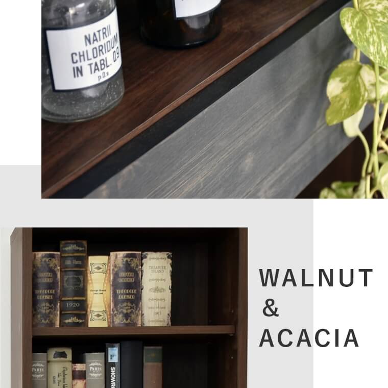 開梱設置】クイナ 78シェルフ/幅78cm/ウォールナット柄（プリント紙