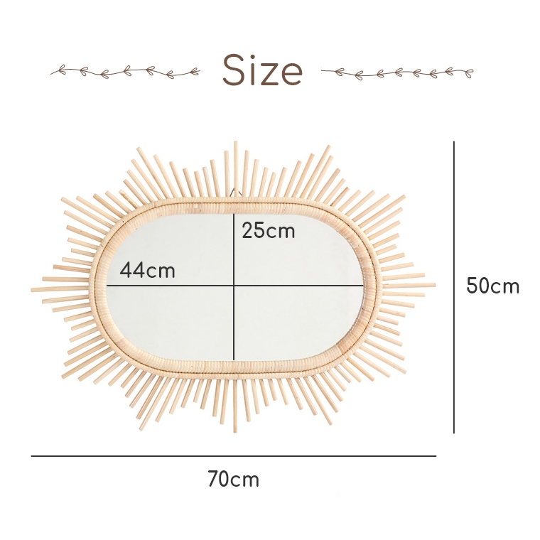 壁に飾るだけでおしゃれに ラタンミラー Q17915ND サンフラワーラタン