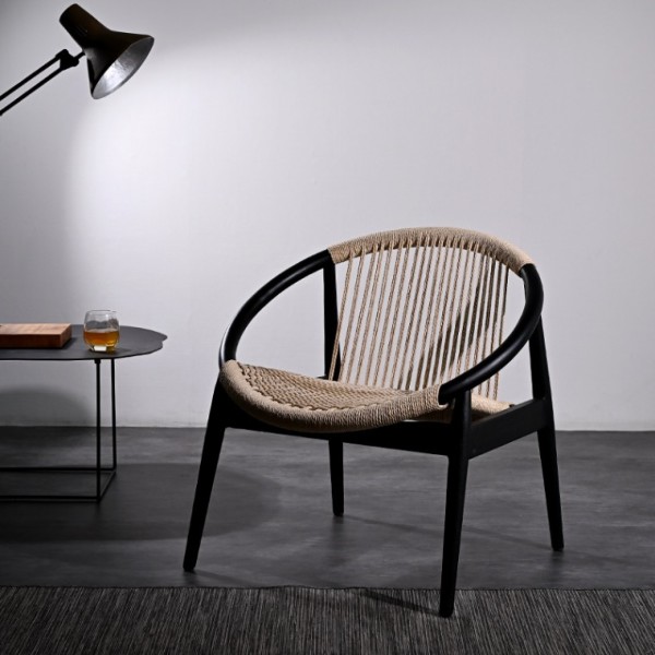 パーソナルチェア 無垢材 単品 ラウンジチェア ラタン（ダイニング