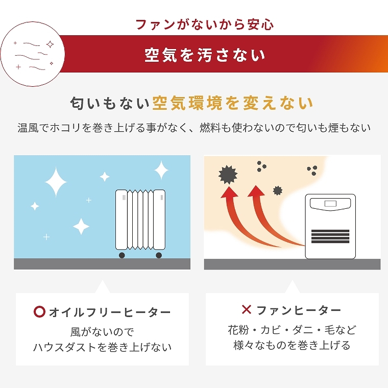 オイルを使わない。これからはオイル「フリー」ヒーター。 電気