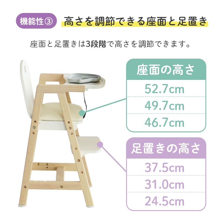 ママの声を参考にして作られた ベビーハイチェア hugmy ハグミー