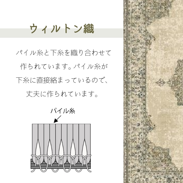 高密度のウィルトン織ラグ ノーブル 240×340cm 約6畳 (ラグ/ラグマット