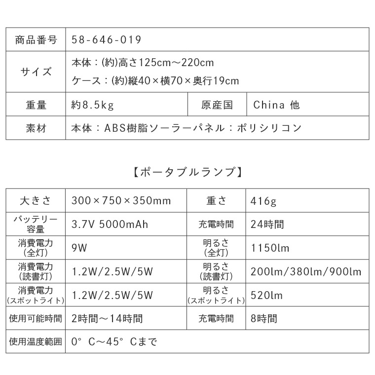 アウトドア ライト ソーラー充電 ハイルーメンソーラーライト PP0355KH