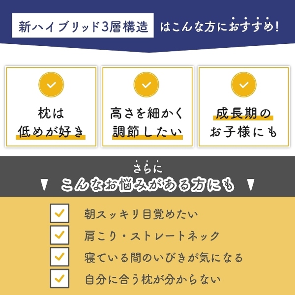 包み込まれるような寝心地 羊のいらない枕 8段階の高さ調節機能