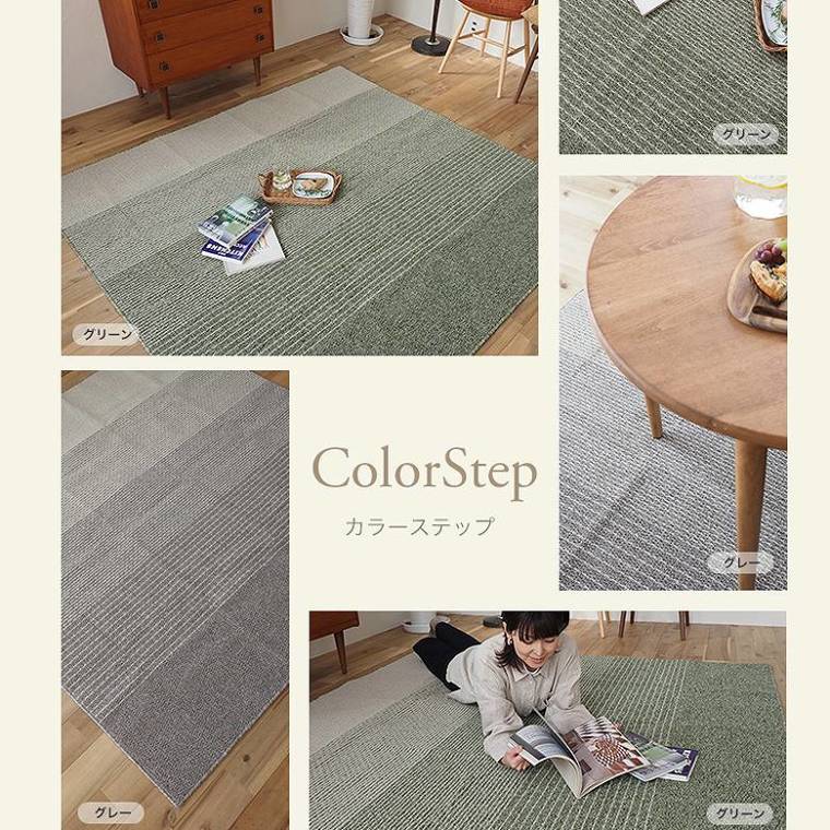 安全安心の日本製ラグ・軽量で洗濯OK!お掃除も楽々♪カラーステップ