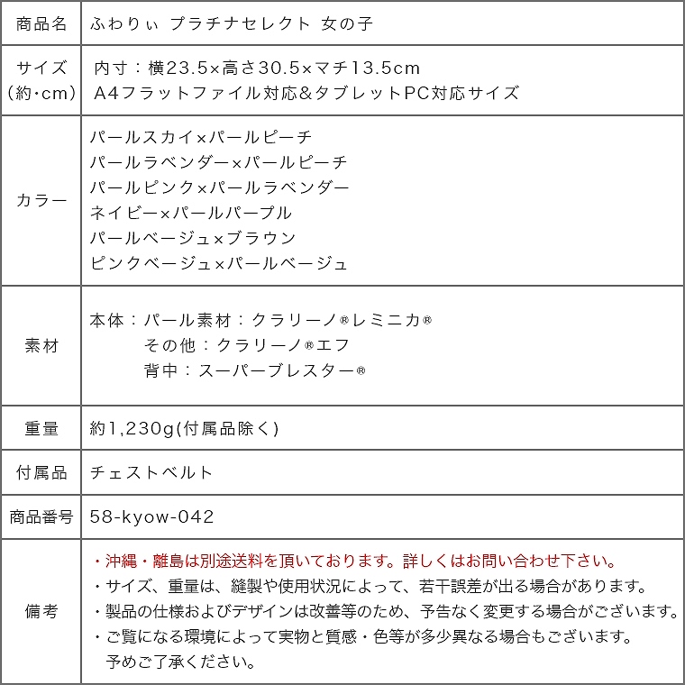 家具のホンダ ランドセル 2025年モデル ふわりぃ プラチナセレクト 女の子ランドセル 協和 (ランドセル /小学校/入学準備/通学カバン/大容量/軽量/女の子/かわいい/傷に強い/おまけ付/特典付き/入学祝い/プレゼント)