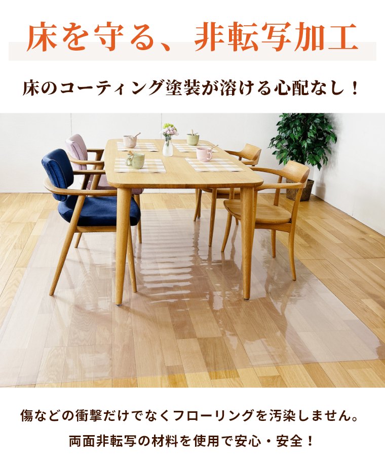 ダイニングマット匠 透明 サイズオーダー 180×180cmまで 厚さ1mm